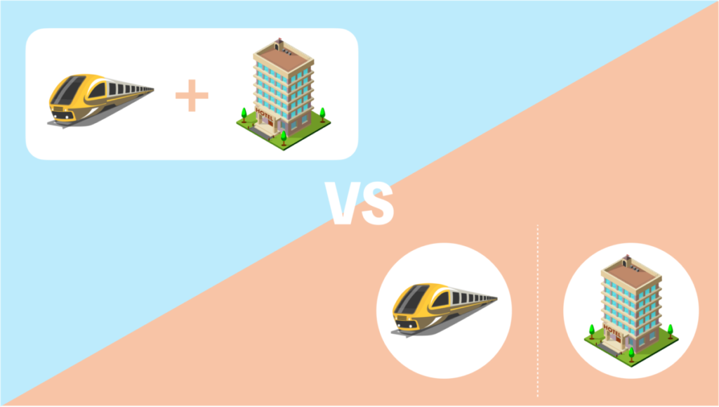 個別予約と新幹線＋ホテルパックの料金を比較