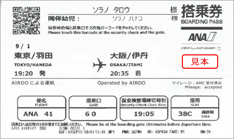 国内航空券の見本